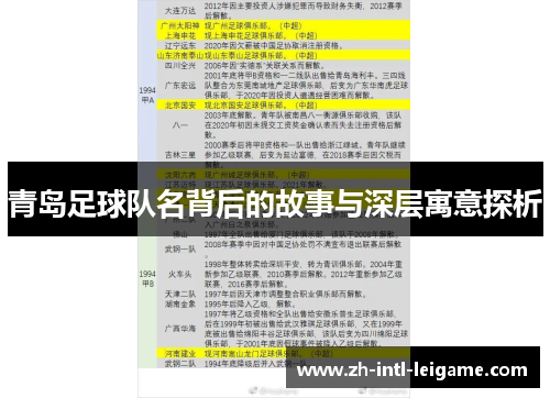 青岛足球队名背后的故事与深层寓意探析 青岛足球队名背后的故事与深层寓意探析